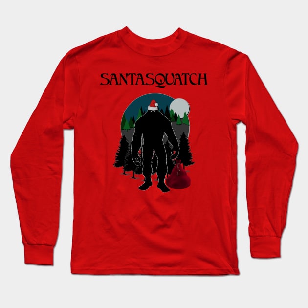 Santa Squatch Bigfoot Xmas Christmas Design Long Sleeve T-Shirt by AltrusianGrace